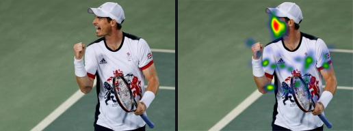 Original image vs predicted saliency heatmap